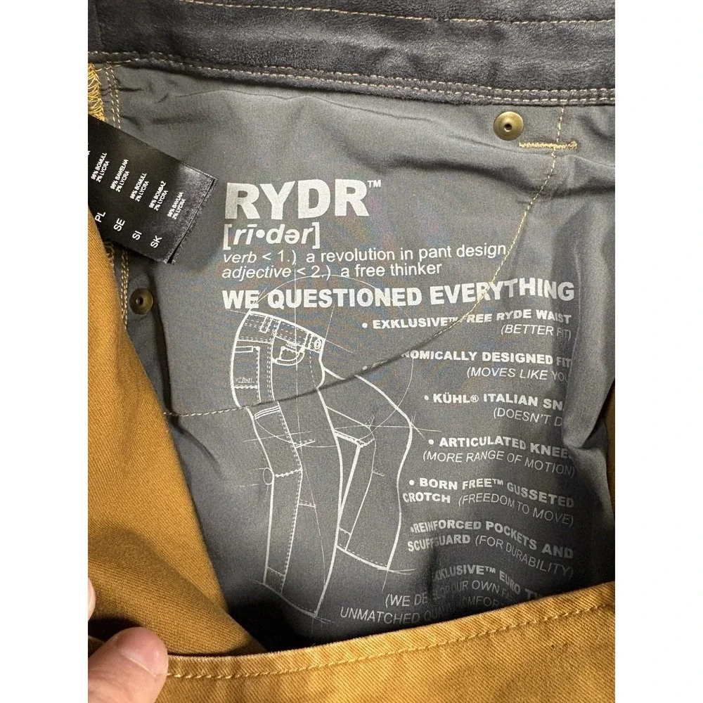 Kuhl Rydr Pants Mens 34x30 Khakis Relaxed Fit Outdoor Hiking Workwear
